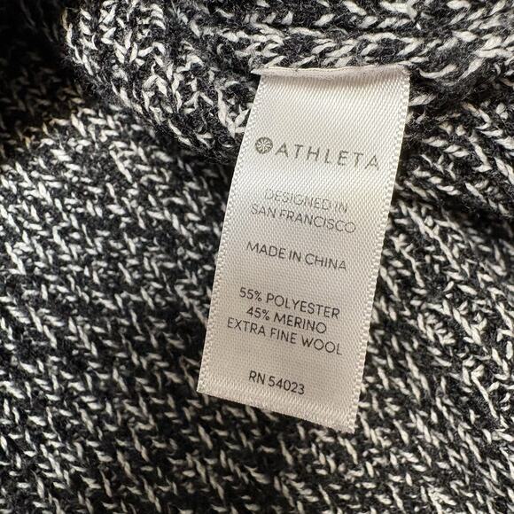 Athleta Switchback Wool Chunky Knit Oversized V-Neck Sweater Size S Black/Gray - Picture 6 of 9